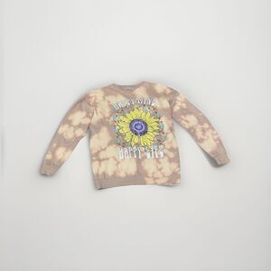 Happy Mind Yoga Brown Pullover Sweatshirt Small Boho Hippie Mandala Graphic Top